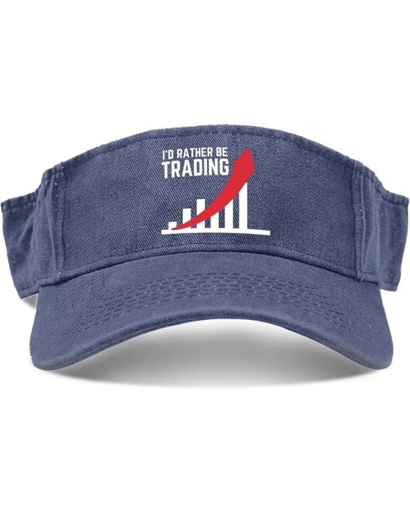 I'd Rather be Trading Hat Sun Visors for Adult Sun Visor Hats Uv ion Running Caps Navy $10.38 Sun Hats