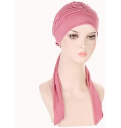 Islam Muslim Turban Hat for Women Solid Color Head Wrap Cover Hats Pleated Cancer Chemo Headscarf Hat Lady Pink $5.72 Skullie...