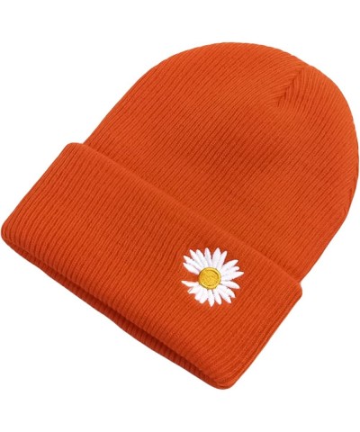 Beanies Hats for Women Men Daisy Embroidery Solid Cool Knitted Hat Girls Mens Skull Cap Cuff Winter Warm Casual Blue $13.01 S...