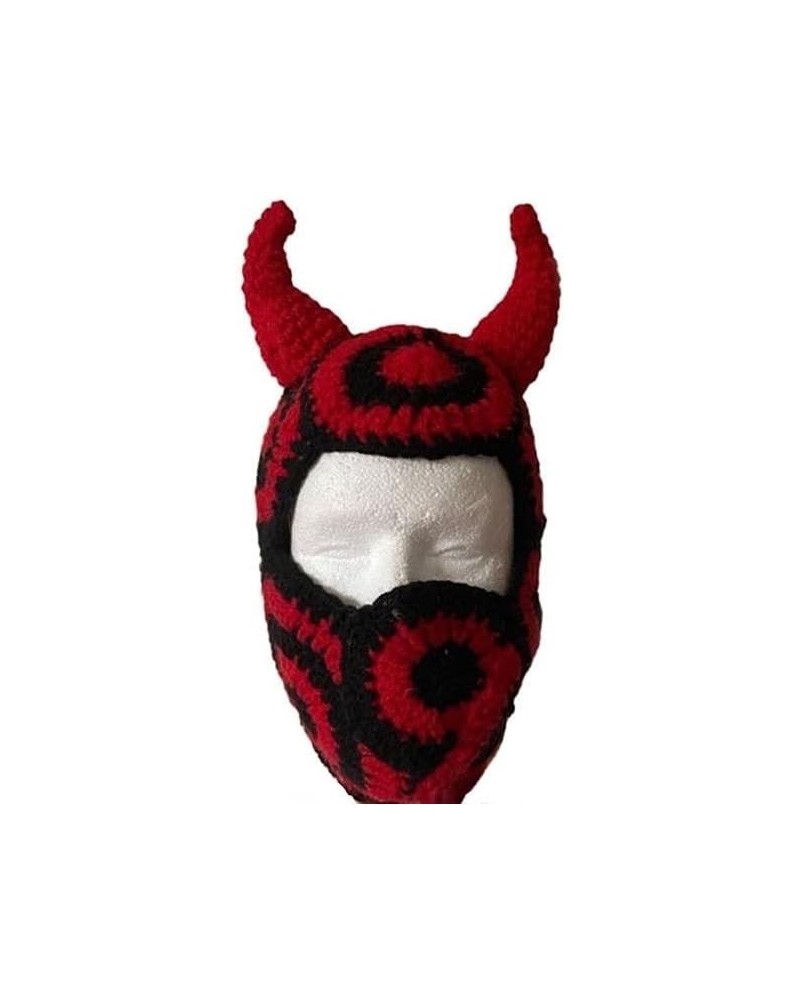 Cute Eye Exposed Ox Horn Mask with Halloween Winter Warmer Knit Hat Cold Winter Skiing Gift for Adult Teenagers Red $17.59 Sk...