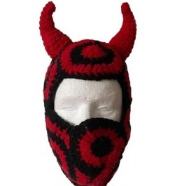 Cute Eye Exposed Ox Horn Mask with Halloween Winter Warmer Knit Hat Cold Winter Skiing Gift for Adult Teenagers Red $17.59 Sk...