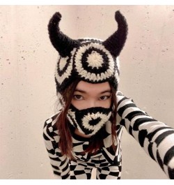 Cute Eye Exposed Ox Horn Mask with Halloween Winter Warmer Knit Hat Cold Winter Skiing Gift for Adult Teenagers Red $17.59 Sk...