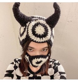 Cute Eye Exposed Ox Horn Mask with Halloween Winter Warmer Knit Hat Cold Winter Skiing Gift for Adult Teenagers Red $17.59 Sk...