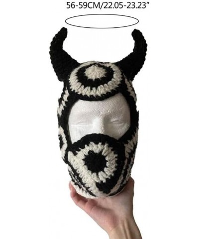 Cute Eye Exposed Ox Horn Mask with Halloween Winter Warmer Knit Hat Cold Winter Skiing Gift for Adult Teenagers Red $17.59 Sk...