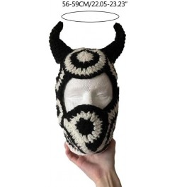 Cute Eye Exposed Ox Horn Mask with Halloween Winter Warmer Knit Hat Cold Winter Skiing Gift for Adult Teenagers Red $17.59 Sk...