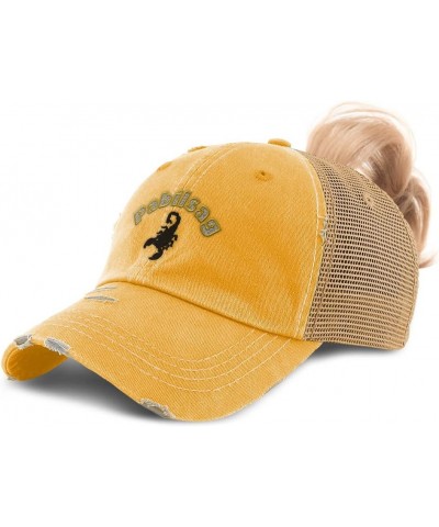 Custom Womens Ponytail Cap Pabilsag Mythical Creatures Creature Cotton Fairy Distressed Trucker Hat Mustard Design Only $13.5...