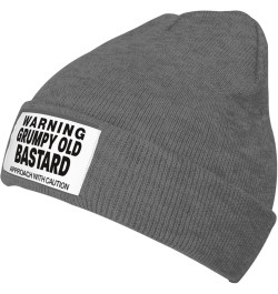 Funny Warning Grumpys Old Bastards Approachs with Caution Beanie Hat Women Knitted Warm Hat Men Knit Skull Cap Black Deep Hea...