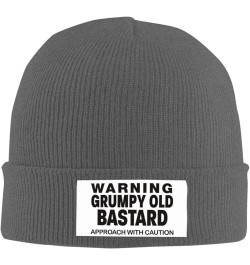 Funny Warning Grumpys Old Bastards Approachs with Caution Beanie Hat Women Knitted Warm Hat Men Knit Skull Cap Black Deep Hea...