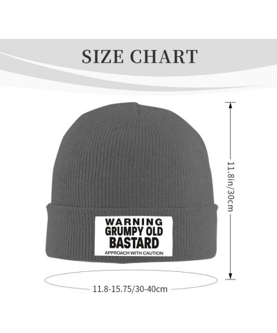 Funny Warning Grumpys Old Bastards Approachs with Caution Beanie Hat Women Knitted Warm Hat Men Knit Skull Cap Black Deep Hea...