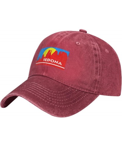 Flag of Sedona, Arizona Baseball Cap for Men Women Hats Adjustable Denim Hat Dad Hat Red $12.05 Baseball Caps