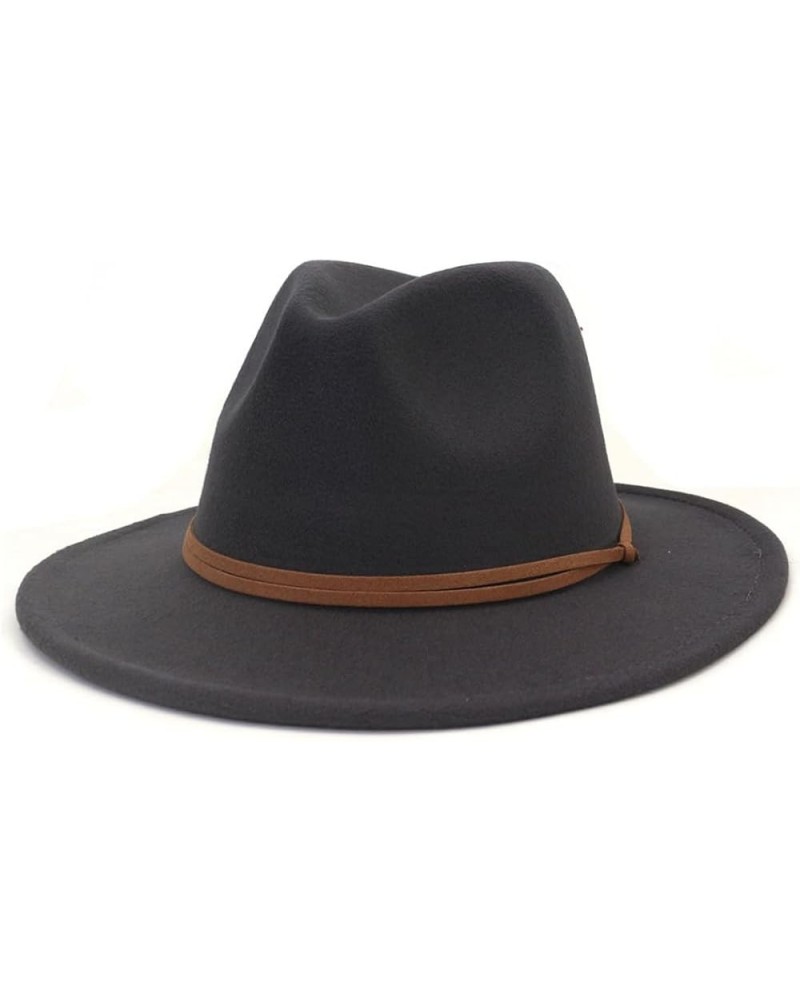 Fedora Hats Women Men Wide Brim Church Top Hat Artificial Woolf Elted Jazz Cap Panama Hat Dark Gray9 $15.83 Fedoras