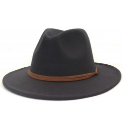 Fedora Hats Women Men Wide Brim Church Top Hat Artificial Woolf Elted Jazz Cap Panama Hat Dark Gray9 $15.83 Fedoras