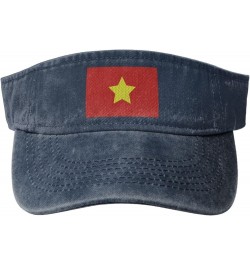 Flag of North Vietnam Sun Visor Hats for Women Men Sun Hat Vintage Golf Hat Adjustable Baseball Cap Navy Blue $9.90 Visors