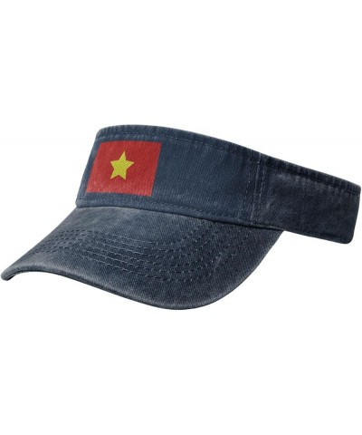 Flag of North Vietnam Sun Visor Hats for Women Men Sun Hat Vintage Golf Hat Adjustable Baseball Cap Navy Blue $9.90 Visors