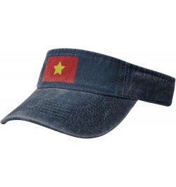 Flag of North Vietnam Sun Visor Hats for Women Men Sun Hat Vintage Golf Hat Adjustable Baseball Cap Navy Blue $9.90 Visors