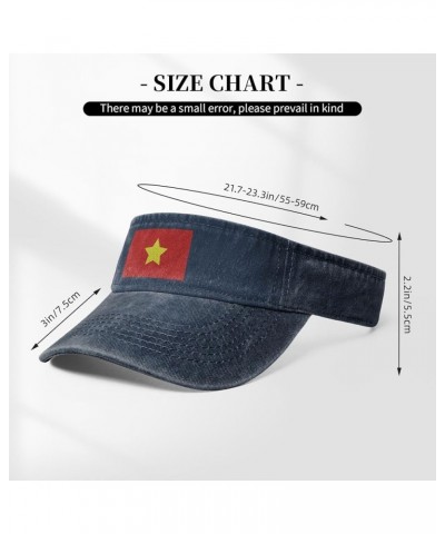 Flag of North Vietnam Sun Visor Hats for Women Men Sun Hat Vintage Golf Hat Adjustable Baseball Cap Navy Blue $9.90 Visors