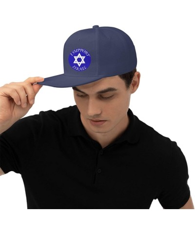 I Support Israel Hats for Men Black Hat Flat Bill Mens Dad Hats Classic Baseball Cap Navy Blue $8.58 Baseball Caps