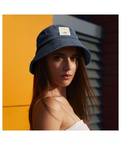 Flag of Rhode Island Bucket Hat for Men Women Outdoor Washed Cotton Sun Hats Travel Beach Hat Navy Blue $13.15 Bucket Hats