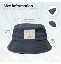 Flag of Rhode Island Bucket Hat for Men Women Outdoor Washed Cotton Sun Hats Travel Beach Hat Navy Blue $13.15 Bucket Hats