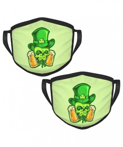 St. Patrick's Skull with Two Beer Glasses Face Mask 2 Pcs Face Cover Reusable Washable Breathable for Men Women Balaclavas Ba...