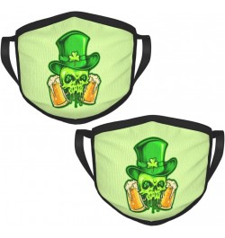 St. Patrick's Skull with Two Beer Glasses Face Mask 2 Pcs Face Cover Reusable Washable Breathable for Men Women Balaclavas Ba...