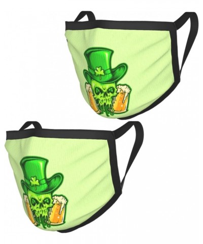 St. Patrick's Skull with Two Beer Glasses Face Mask 2 Pcs Face Cover Reusable Washable Breathable for Men Women Balaclavas Ba...