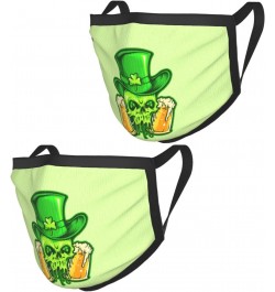 St. Patrick's Skull with Two Beer Glasses Face Mask 2 Pcs Face Cover Reusable Washable Breathable for Men Women Balaclavas Ba...