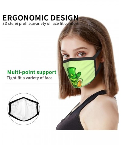 St. Patrick's Skull with Two Beer Glasses Face Mask 2 Pcs Face Cover Reusable Washable Breathable for Men Women Balaclavas Ba...