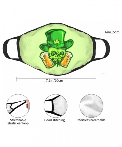 St. Patrick's Skull with Two Beer Glasses Face Mask 2 Pcs Face Cover Reusable Washable Breathable for Men Women Balaclavas Ba...