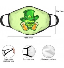 St. Patrick's Skull with Two Beer Glasses Face Mask 2 Pcs Face Cover Reusable Washable Breathable for Men Women Balaclavas Ba...