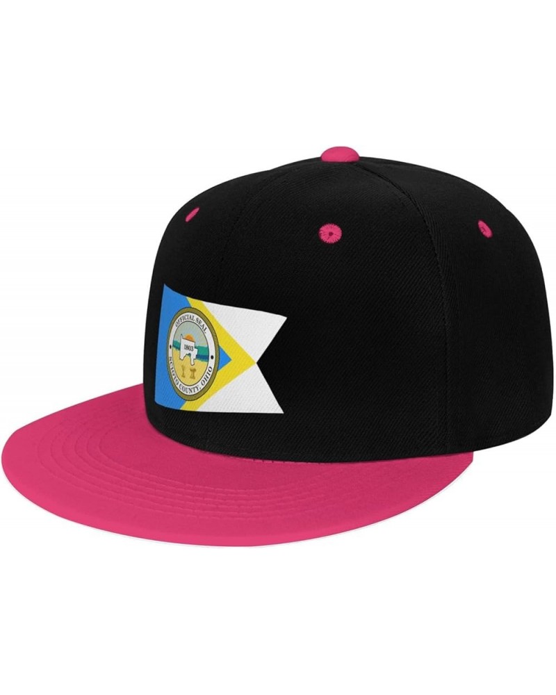 Flag of Scioto County, Ohio Snapback Hat for Men Women Baseball Cap Trucker Flat Bill Hats Dad Caps Pink $12.12 Baseball Caps