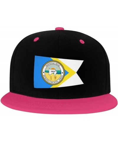 Flag of Scioto County, Ohio Snapback Hat for Men Women Baseball Cap Trucker Flat Bill Hats Dad Caps Pink $12.12 Baseball Caps