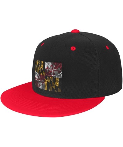 Silk Style Flag of Maryland Baseball Cap for Men Women Snapback Hat Adjustable Flat Bill Hats Red $11.12 Baseball Caps