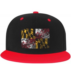 Silk Style Flag of Maryland Baseball Cap for Men Women Snapback Hat Adjustable Flat Bill Hats Red $11.12 Baseball Caps