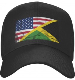 American Flag and Jamaican Flag Half Hat Unisex Dad Truck Casual Hat Baseball Cap Black $12.64 Baseball Caps