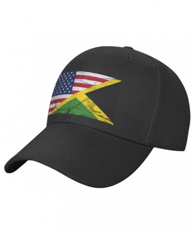 American Flag and Jamaican Flag Half Hat Unisex Dad Truck Casual Hat Baseball Cap Black $12.64 Baseball Caps