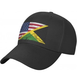 American Flag and Jamaican Flag Half Hat Unisex Dad Truck Casual Hat Baseball Cap Black $12.64 Baseball Caps