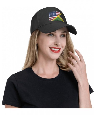 American Flag and Jamaican Flag Half Hat Unisex Dad Truck Casual Hat Baseball Cap Black $12.64 Baseball Caps