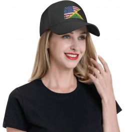 American Flag and Jamaican Flag Half Hat Unisex Dad Truck Casual Hat Baseball Cap Black $12.64 Baseball Caps