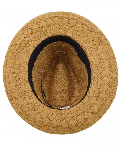 Man Straw Sun Hat Wide Brim Beach Foldable Cap Big Bone Men Plus Size Summer Women Fedora Hat Khaki $17.36 Sun Hats