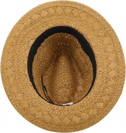 Man Straw Sun Hat Wide Brim Beach Foldable Cap Big Bone Men Plus Size Summer Women Fedora Hat Khaki $17.36 Sun Hats