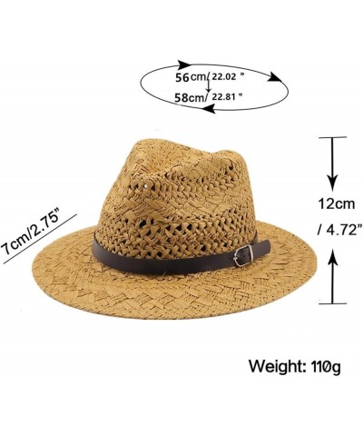 Man Straw Sun Hat Wide Brim Beach Foldable Cap Big Bone Men Plus Size Summer Women Fedora Hat Khaki $17.36 Sun Hats