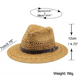 Man Straw Sun Hat Wide Brim Beach Foldable Cap Big Bone Men Plus Size Summer Women Fedora Hat Khaki $17.36 Sun Hats