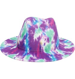 Women Fedoras Hats Tie Dye Big Brim Panama Hats for Men Outdoor Print Trilby Felt Hat Cowboy Cowgirl Sombreros 6 $15.91 Fedoras