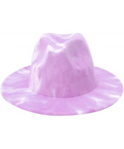 Women Fedoras Hats Tie Dye Big Brim Panama Hats for Men Outdoor Print Trilby Felt Hat Cowboy Cowgirl Sombreros 6 $15.91 Fedoras