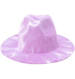 Women Fedoras Hats Tie Dye Big Brim Panama Hats for Men Outdoor Print Trilby Felt Hat Cowboy Cowgirl Sombreros 6 $15.91 Fedoras