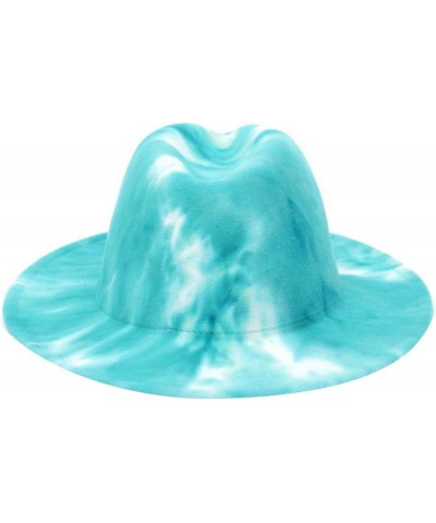 Women Fedoras Hats Tie Dye Big Brim Panama Hats for Men Outdoor Print Trilby Felt Hat Cowboy Cowgirl Sombreros 6 $15.91 Fedoras