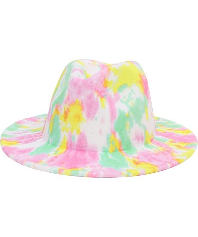 Women Fedoras Hats Tie Dye Big Brim Panama Hats for Men Outdoor Print Trilby Felt Hat Cowboy Cowgirl Sombreros 6 $15.91 Fedoras