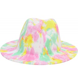 Women Fedoras Hats Tie Dye Big Brim Panama Hats for Men Outdoor Print Trilby Felt Hat Cowboy Cowgirl Sombreros 6 $15.91 Fedoras