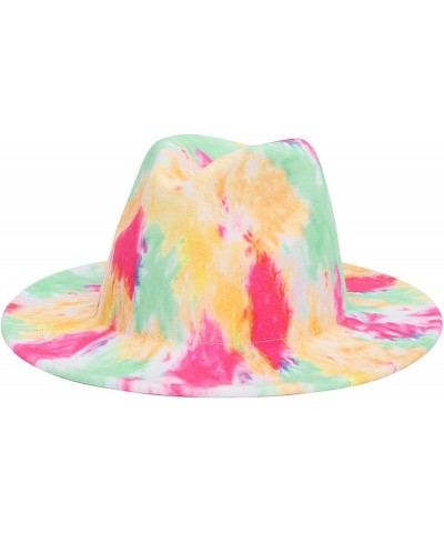 Women Fedoras Hats Tie Dye Big Brim Panama Hats for Men Outdoor Print Trilby Felt Hat Cowboy Cowgirl Sombreros 6 $15.91 Fedoras